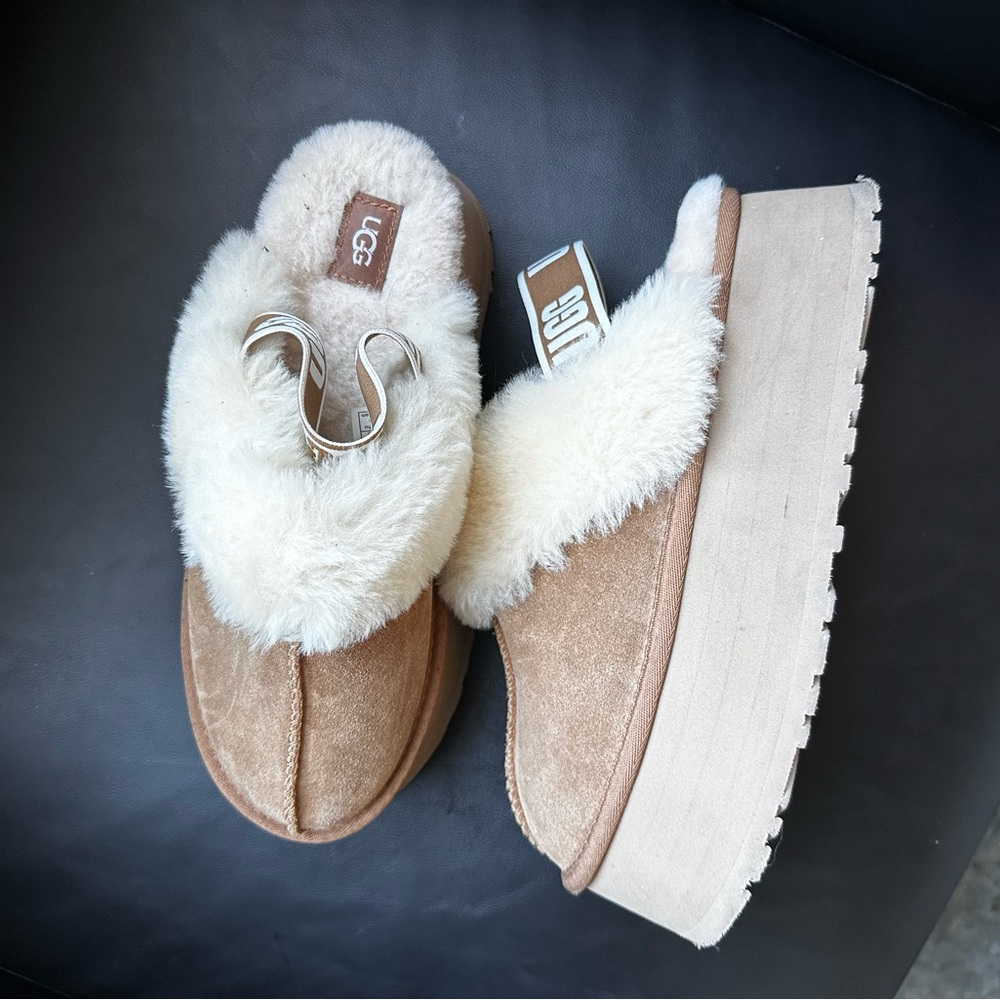 UGG Women's Brown and Cream Fur-Lined Mules